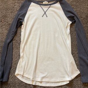 Lovely Melody Gray and White Raglan Top